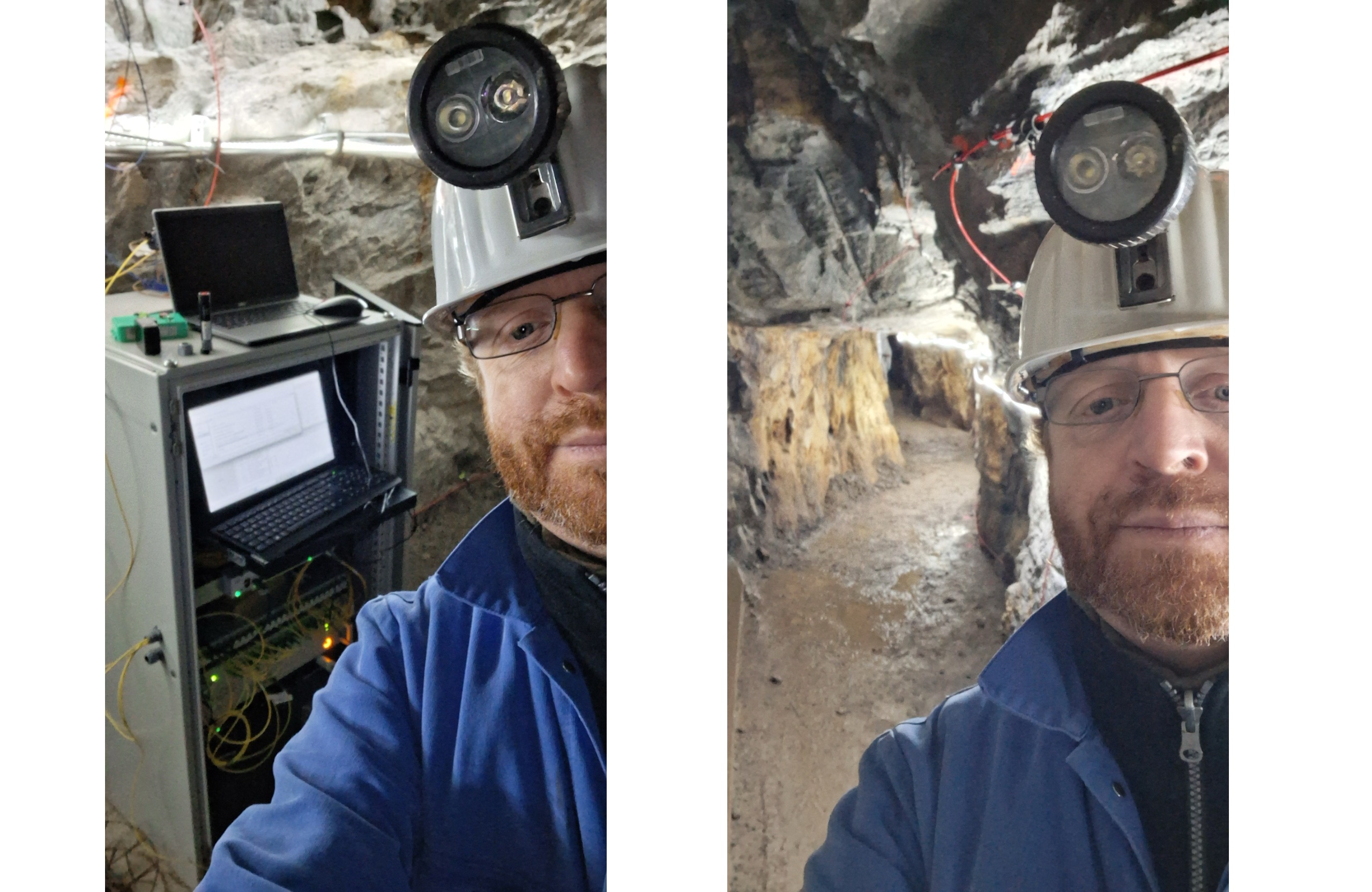 Monitoring temperature and strain in a mine